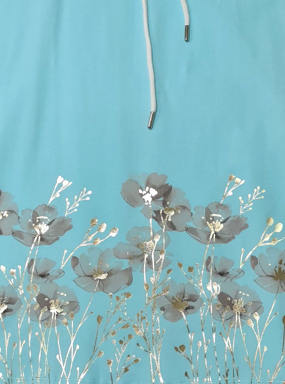 Nyaknál húzható, virág mintás felső (vízzöld)