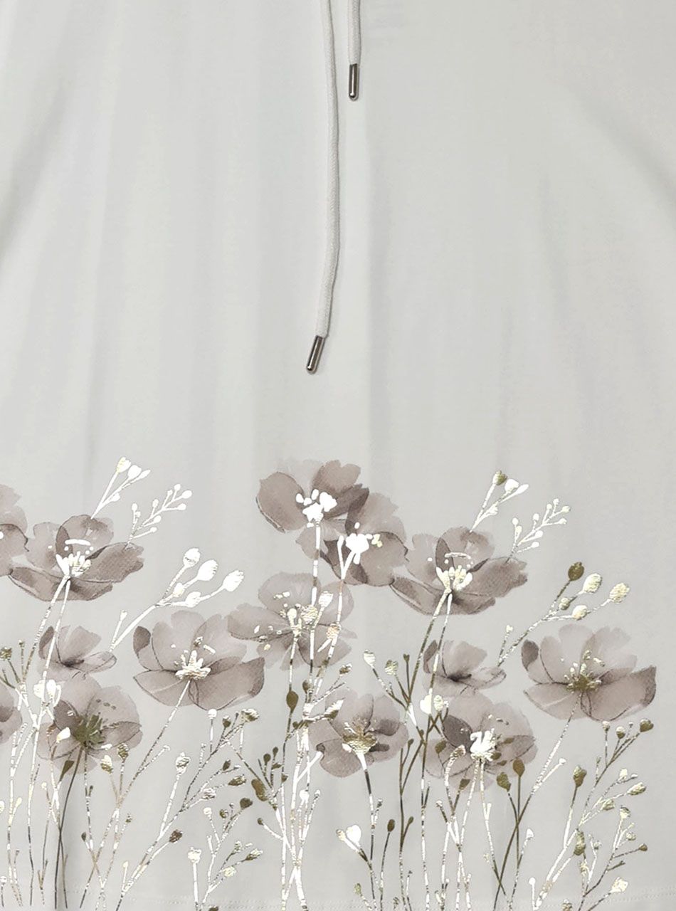 Nyaknál húzható, virág mintás felső (fehér)