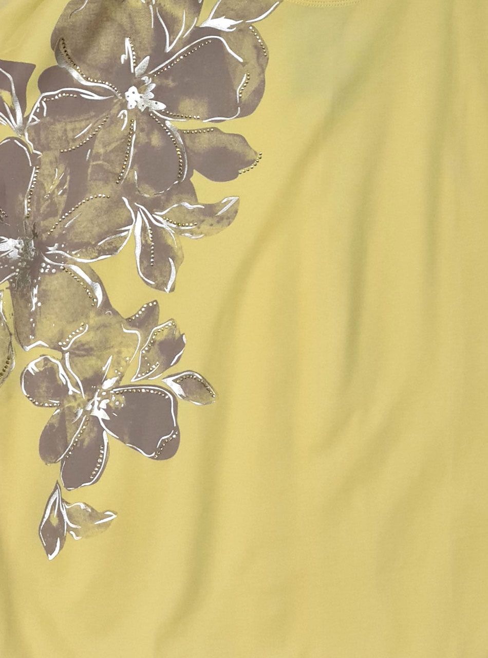 Kétoldalt felvágott, strasszos-mintás felső (sárga)