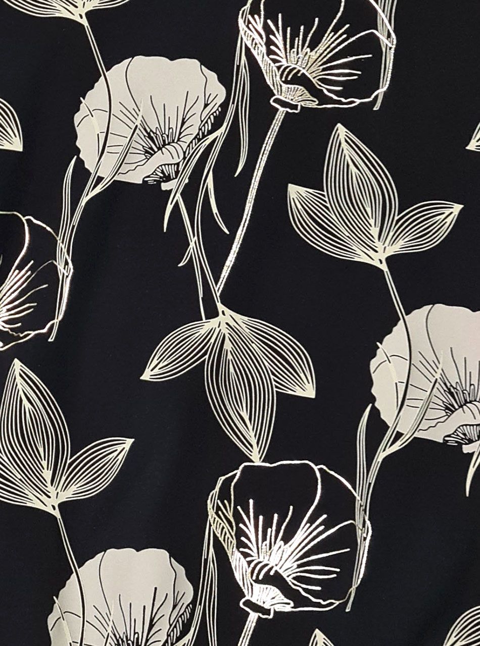 Passzés aljú, virág mintás felső (fekete-tejeskávé)