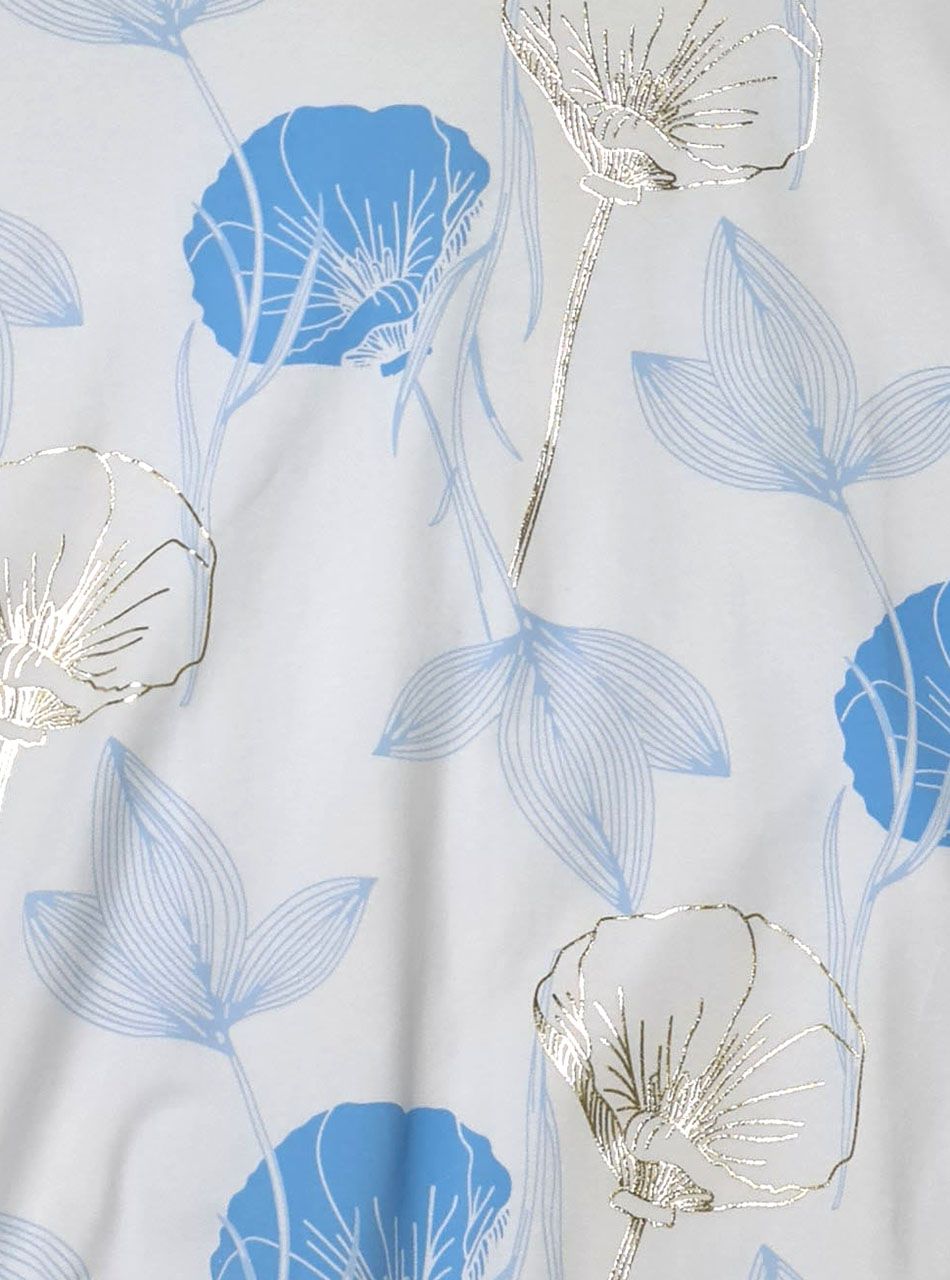 Passzés aljú, virág mintás felső (fehér-világoskék)