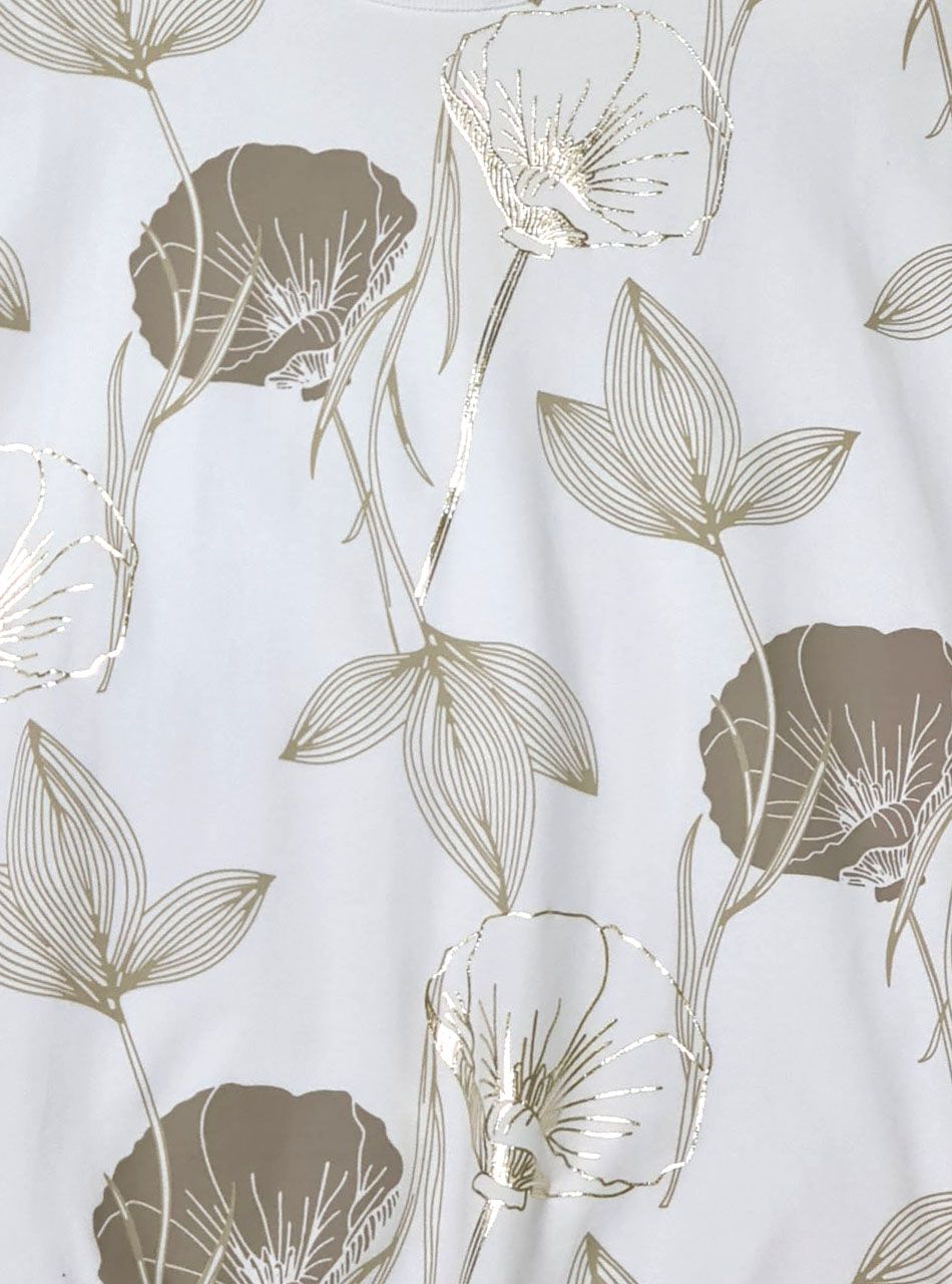 Passzés aljú, virág mintás felső (fehér-tejeskávé)