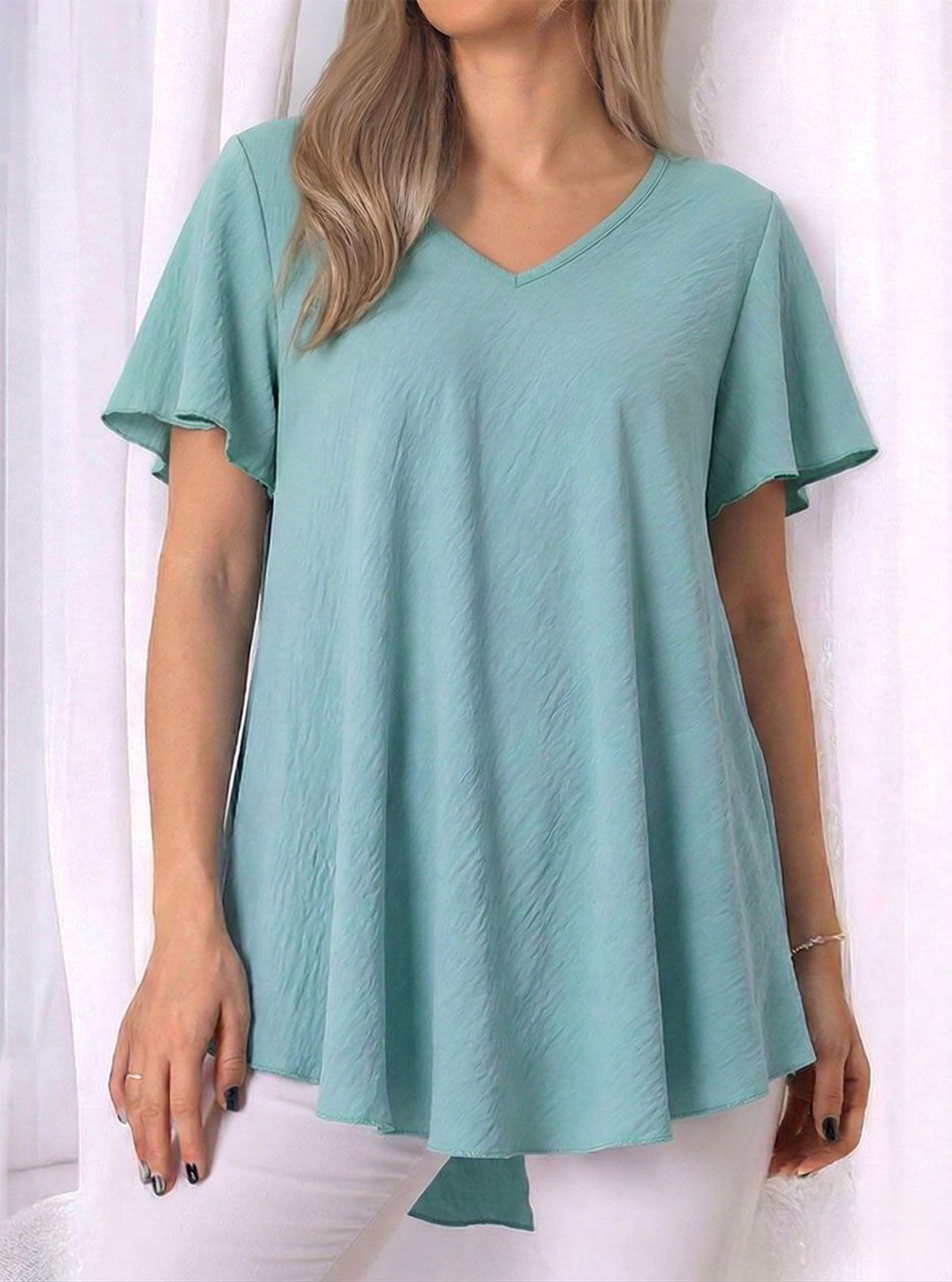 A vonalú, gyűrt hatású lenge felső (zöld I.)