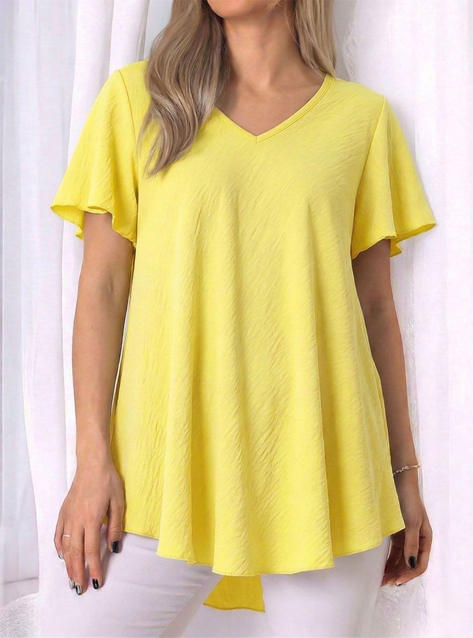 A vonalú, gyűrt hatású lenge felső (sárga)