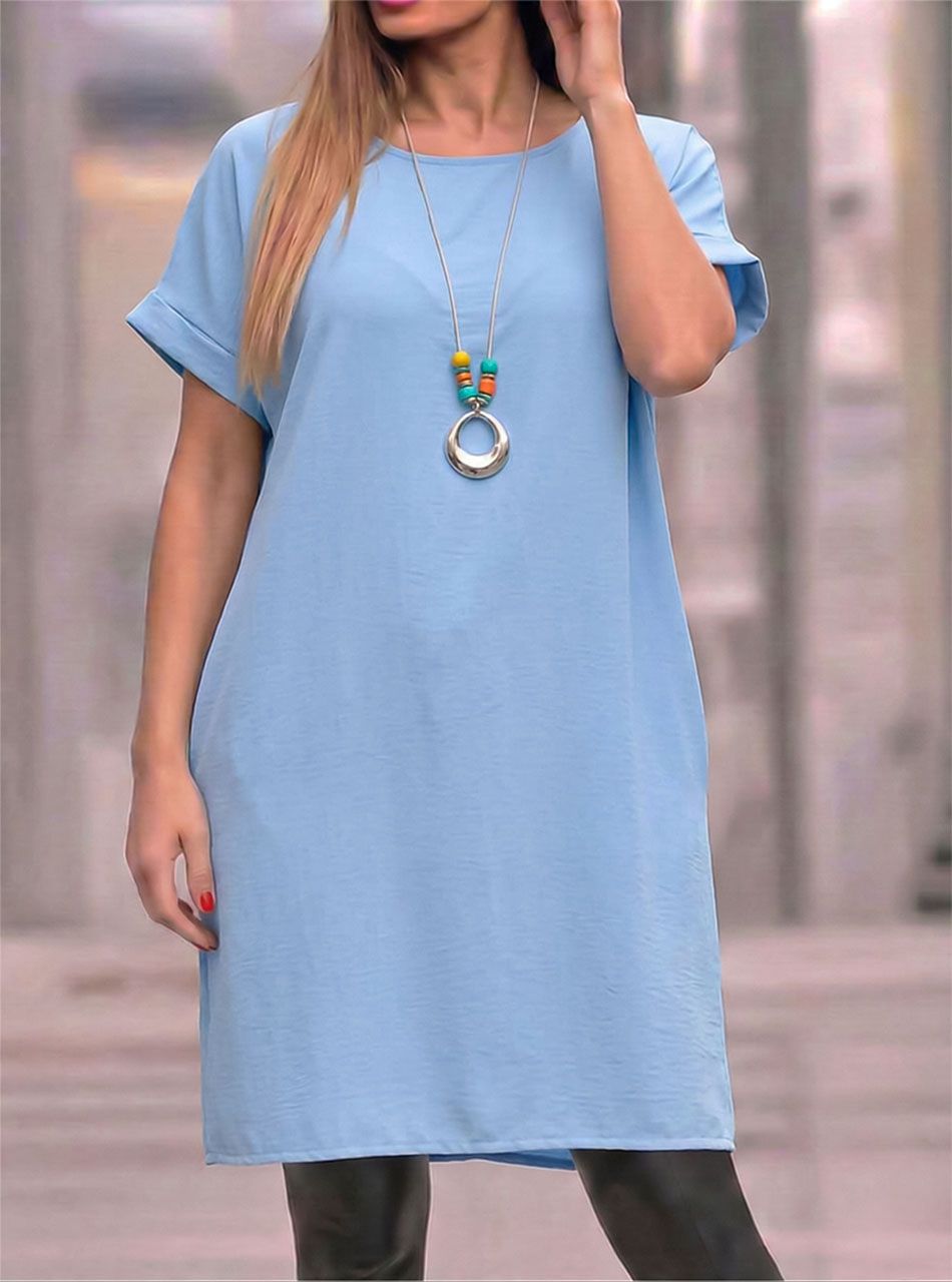 Melissa, nyakláncos zsebes ruha (világoskék)