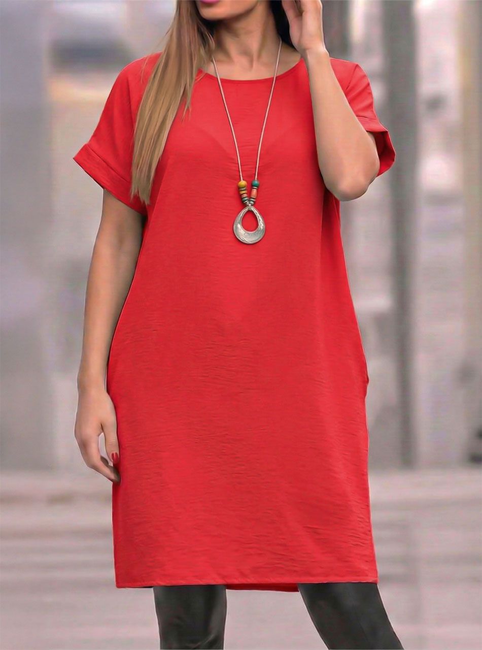 Melissa, nyakláncos zsebes ruha (korall)