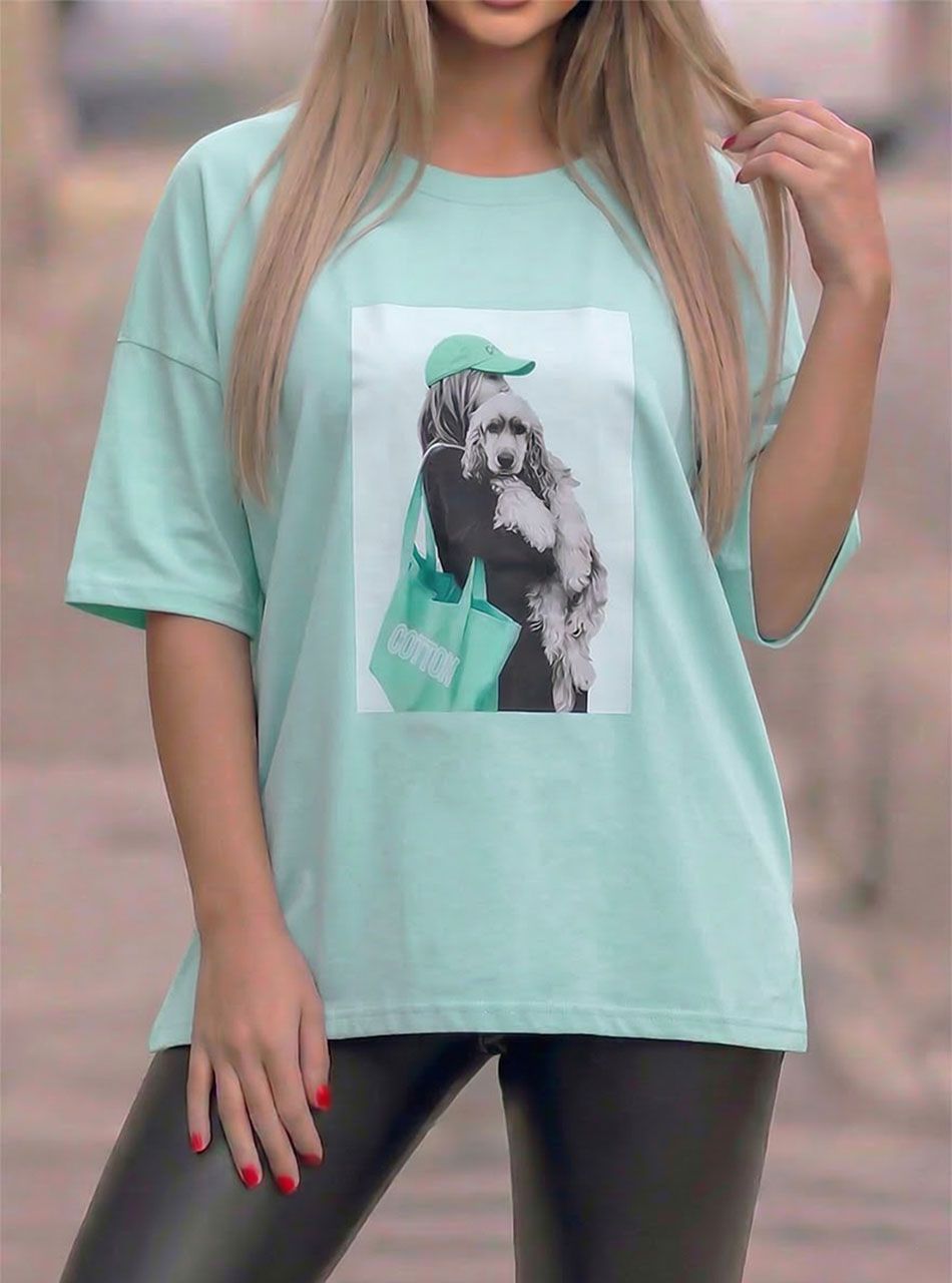 Doggy, mintás felső (világoszöld)