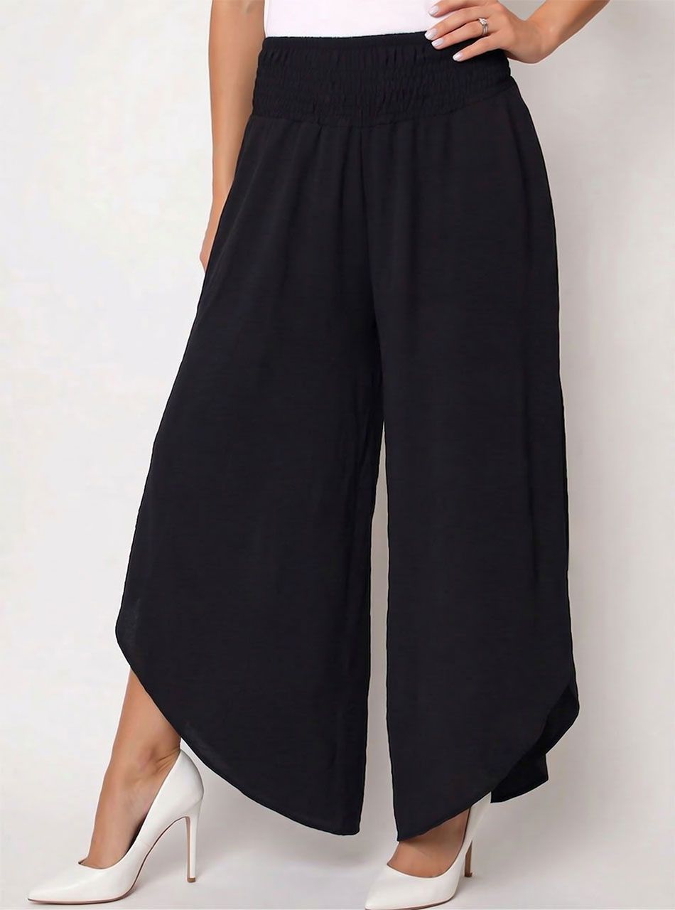 Gumírozott derekú, lenge nadrág (fekete)