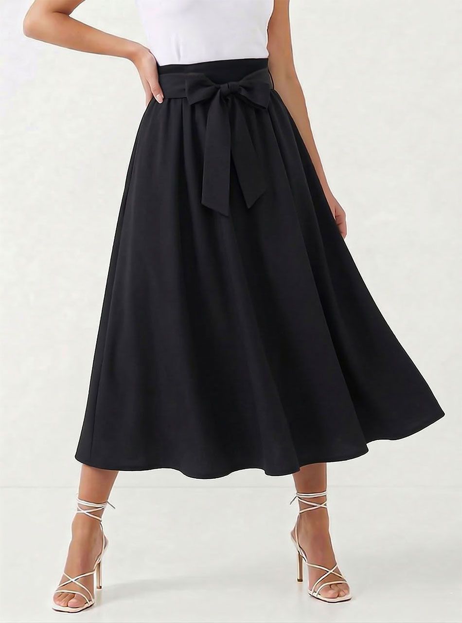 Megan, zsebes egyszínű szoknya (fekete)