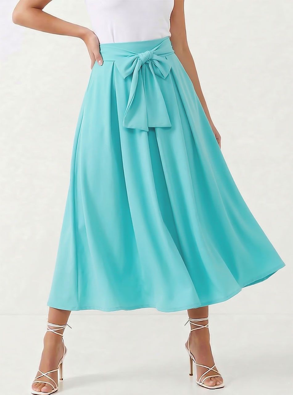 Megan, zsebes egyszínű szoknya (világoszöld)