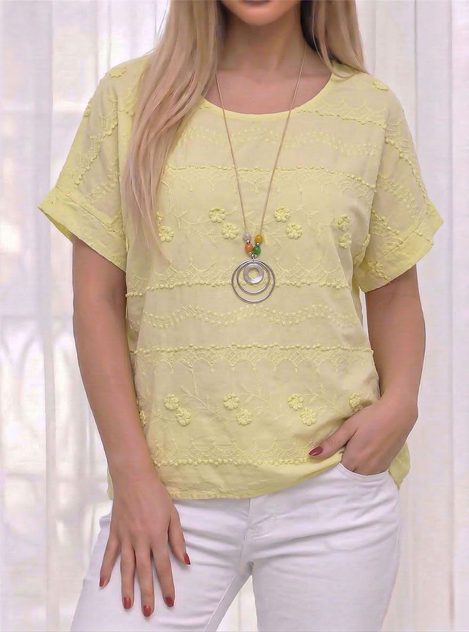 Hímzett mintás felső nyaklánccal (sárga)