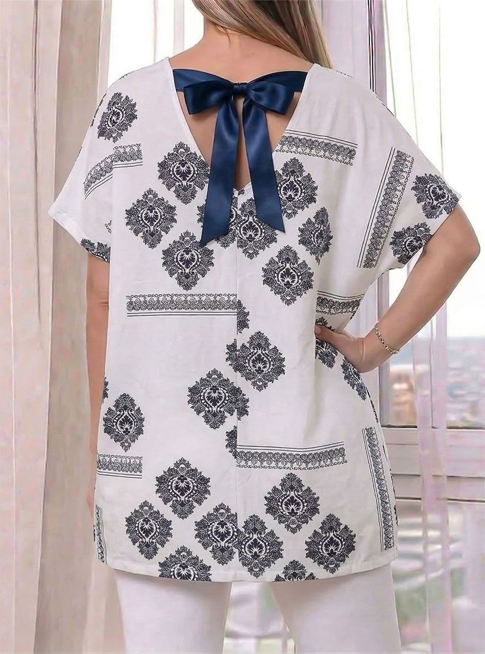 Hátul kötős, mintás tunika V.