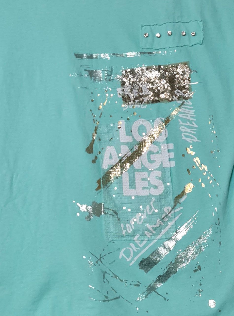 LOS ANGELES feliratos, mintás felső (menta)