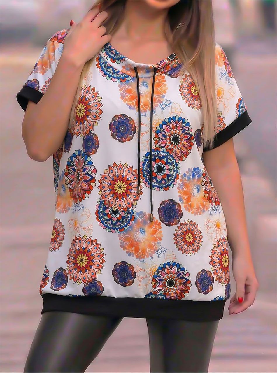 Nyaknál húzható, mintás felső IV.