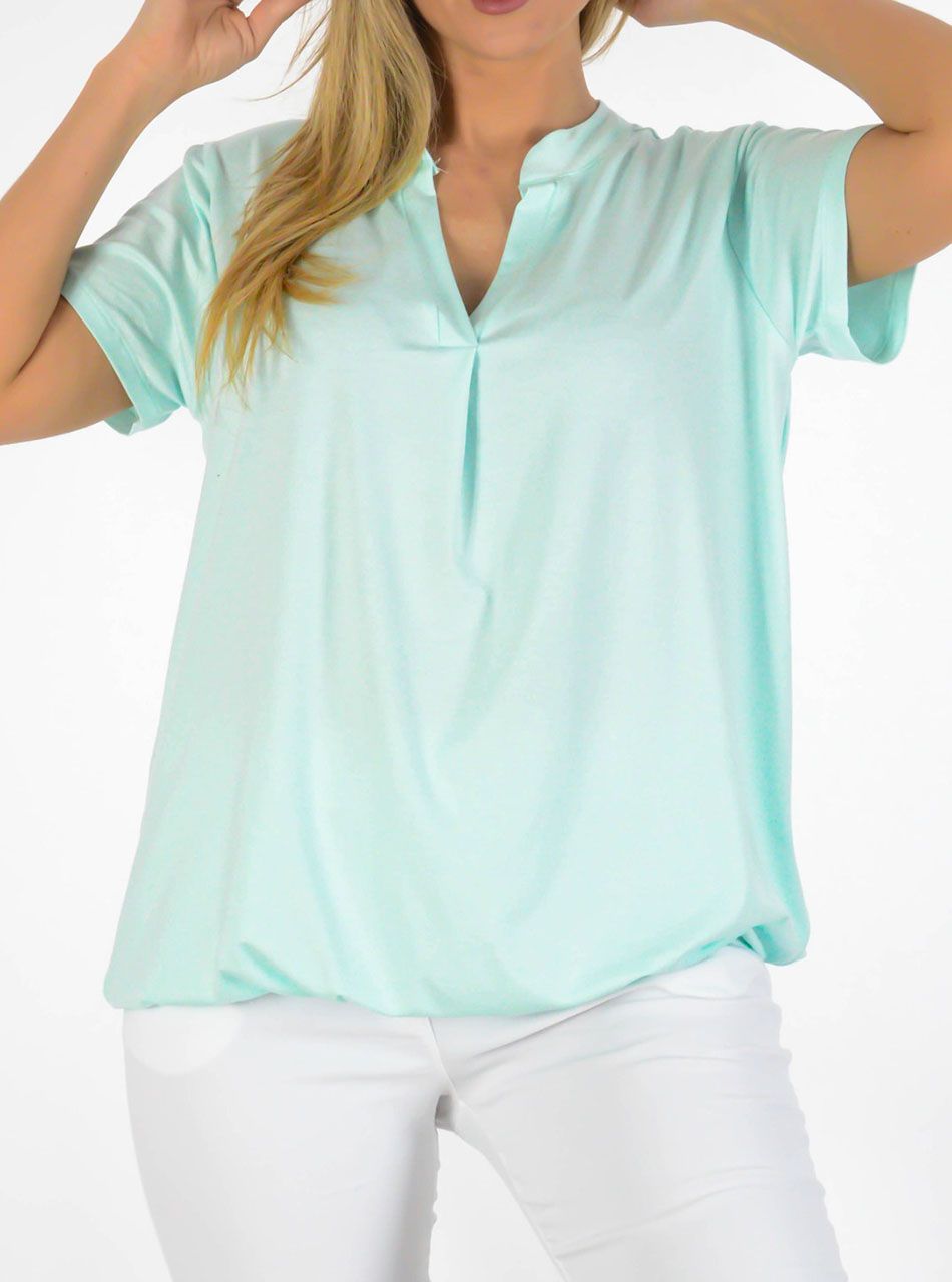 YesStory V nyakú, gumis aljú felső (világos menta)