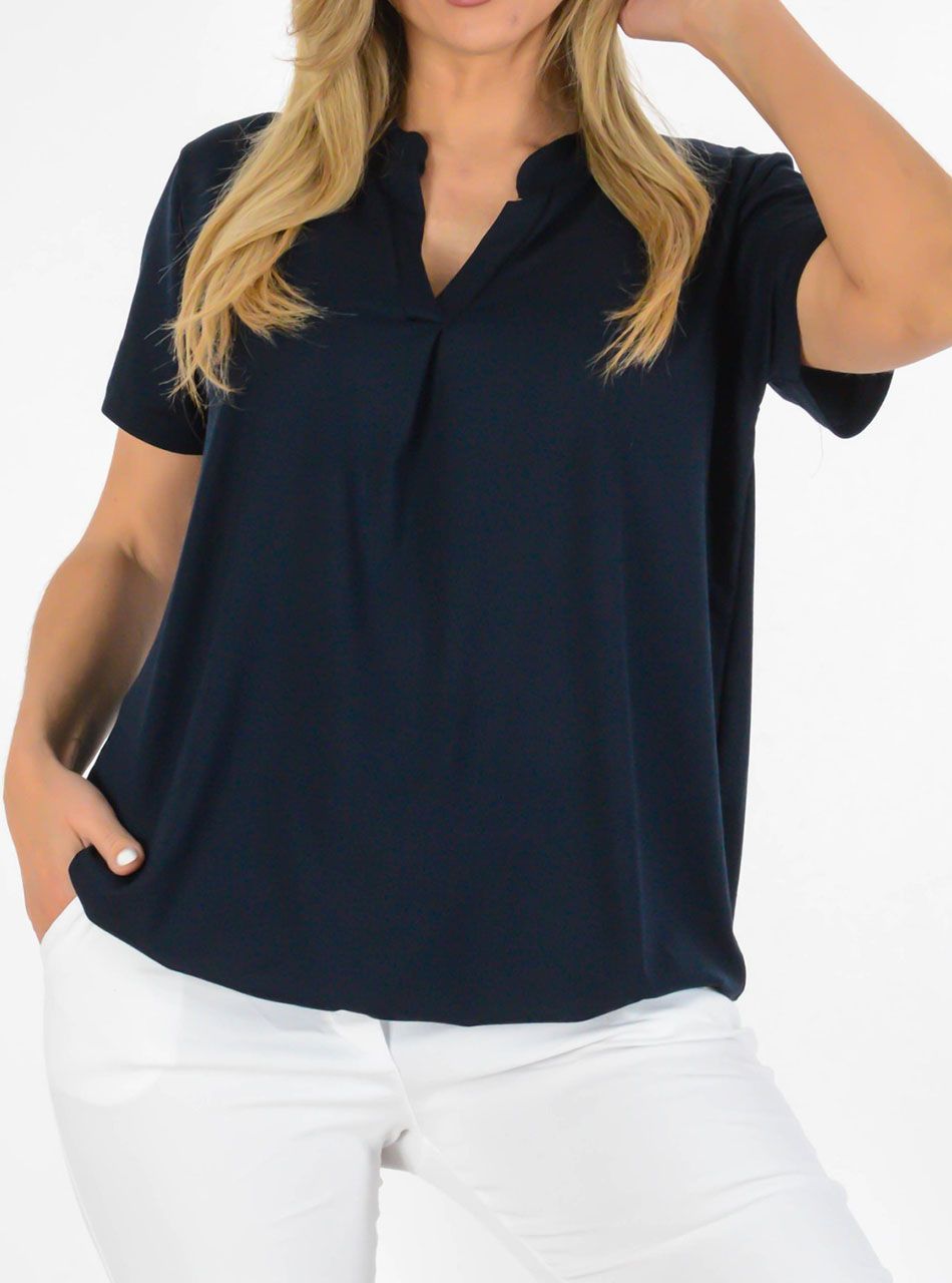 YesStory V nyakú, gumis aljú felső (sötétkék)