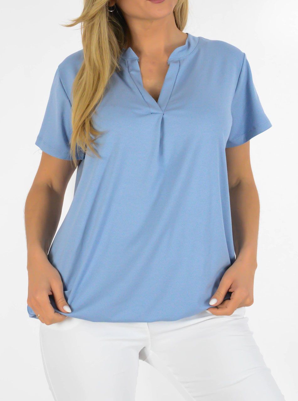 YesStory V nyakú, gumis aljú felső (világos farmerkék)