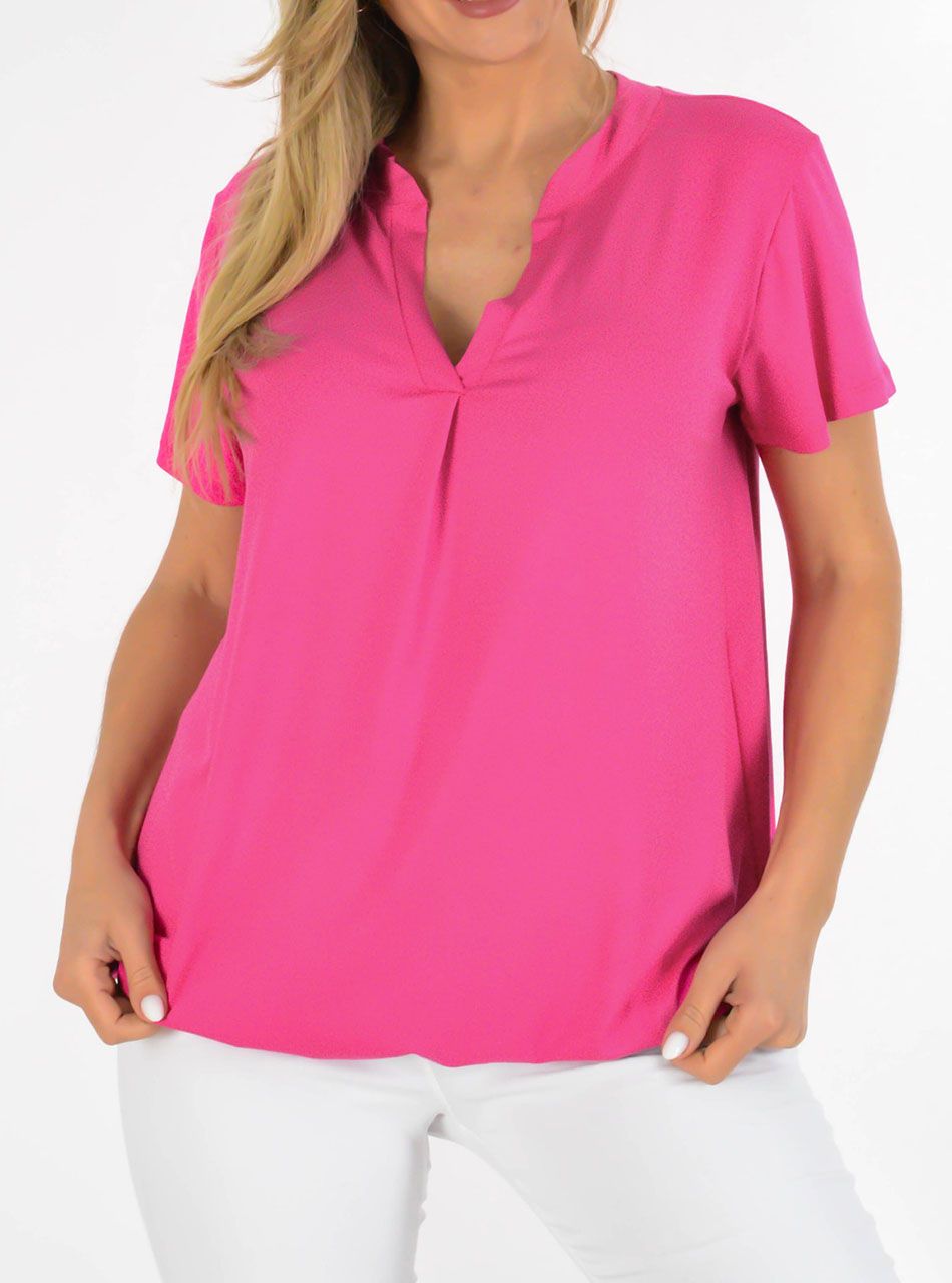 YesStory V nyakú, gumis aljú felső (pink)