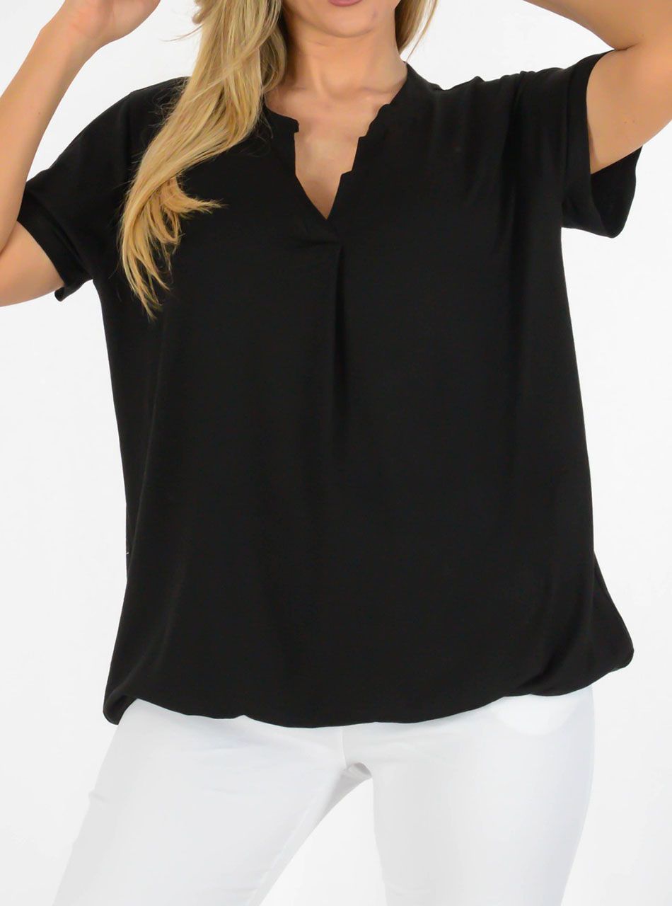 YesStory V nyakú, gumis aljú felső (fekete)