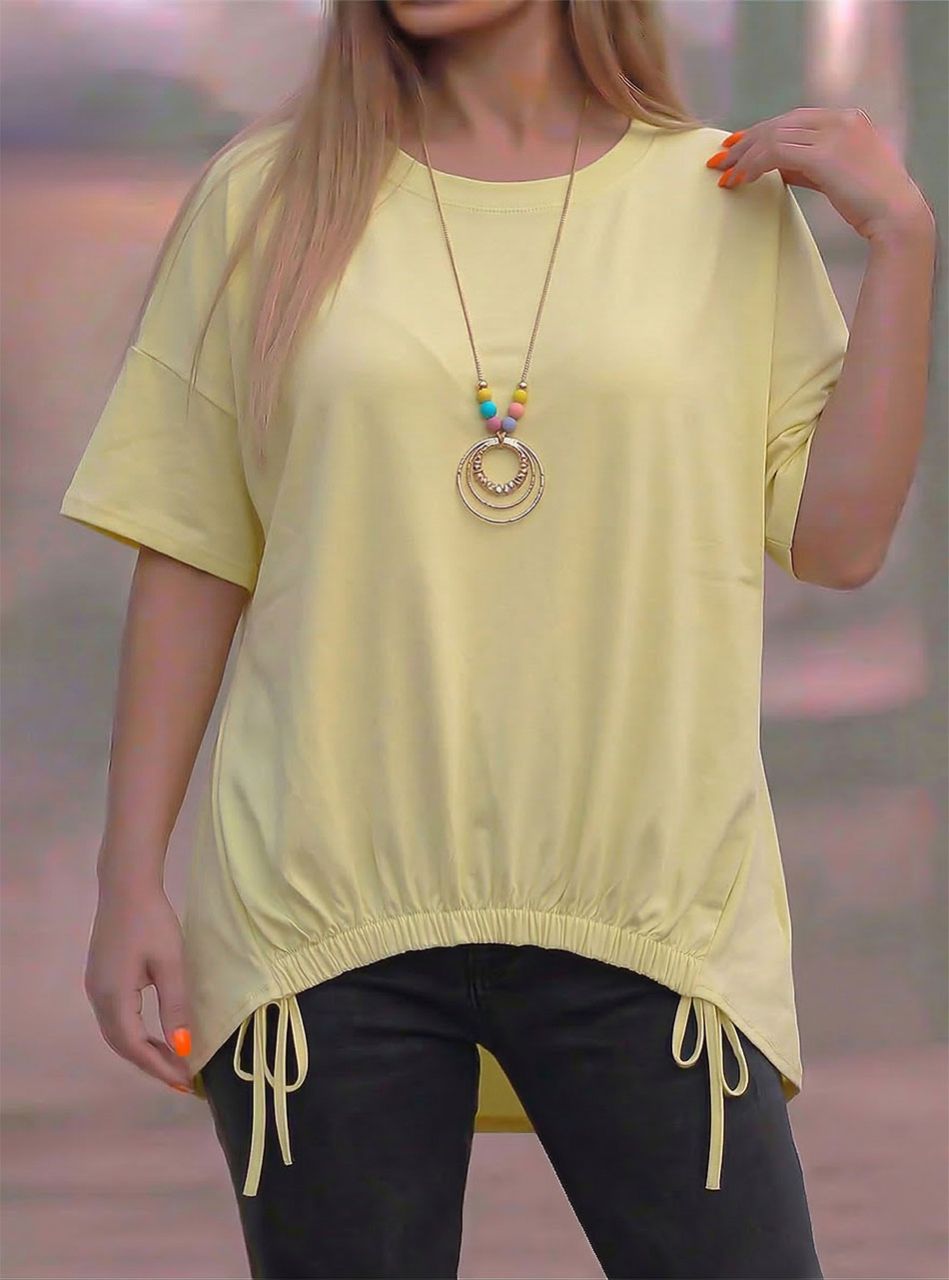 Elöl gumis, kétoldalt köthető nyakláncos felső (sárga)