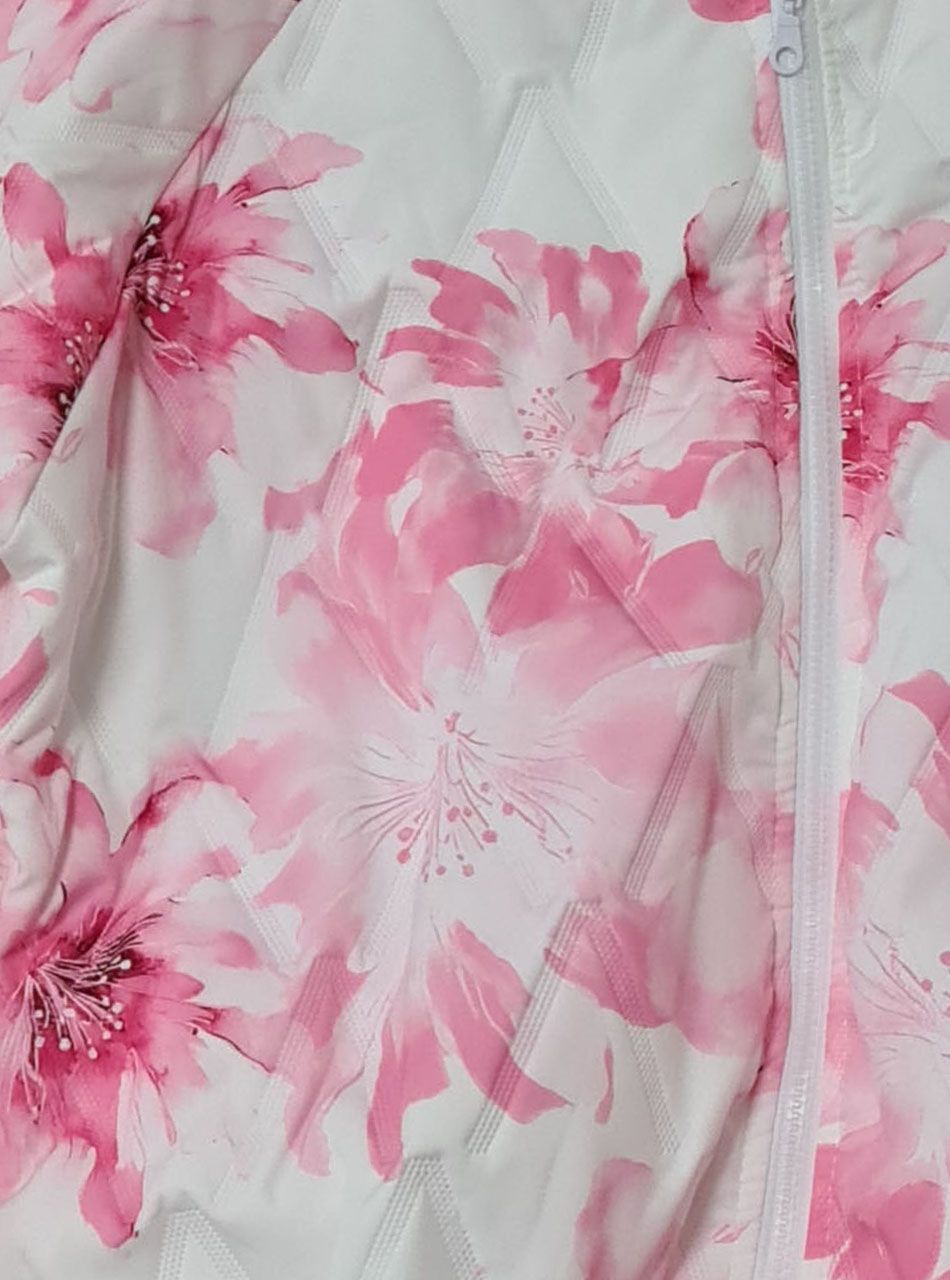Virág mintás-kapucnis, zsebes kabát (rózsaszín)