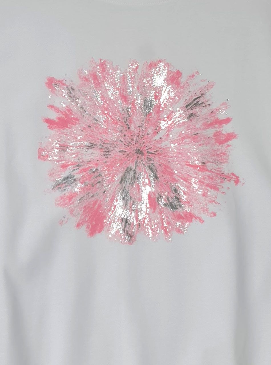 Passzés aljú, ezüst virág mintás felső (fehér)