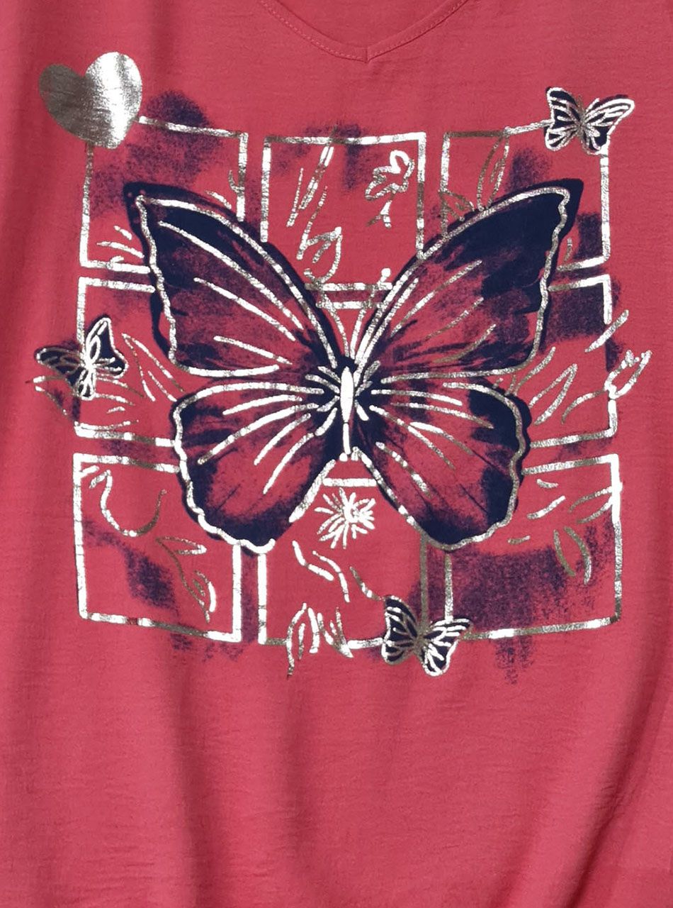 Gumis aljú, lenge mintás felső (málna)