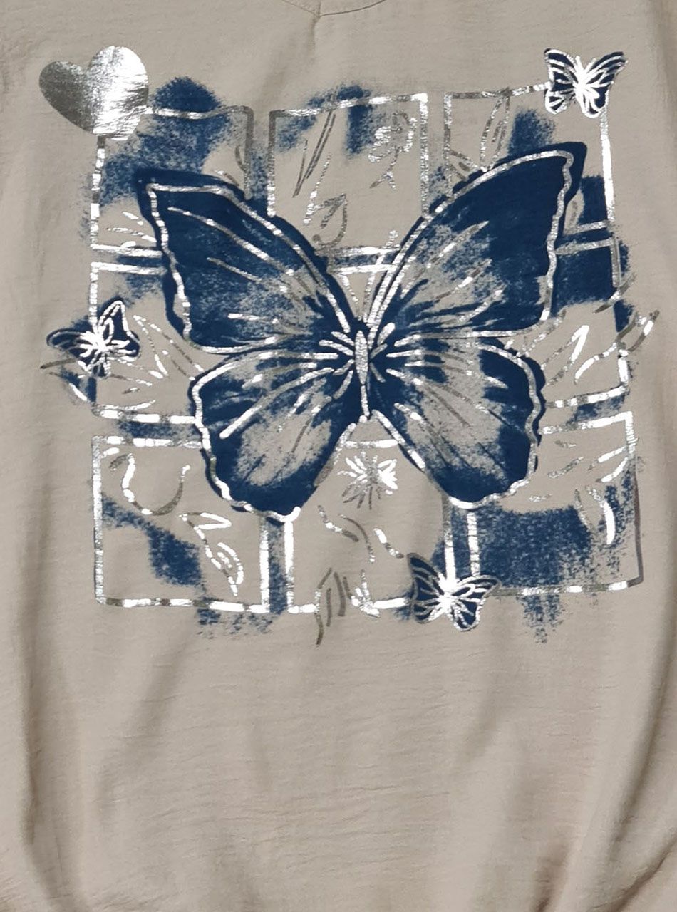 Gumis aljú, lenge mintás felső (bézs)