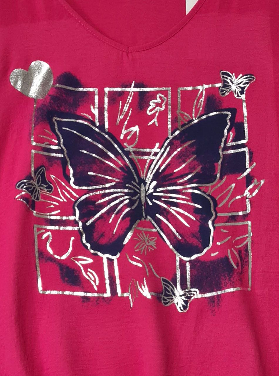 Gumis aljú, lenge mintás felső (pink)