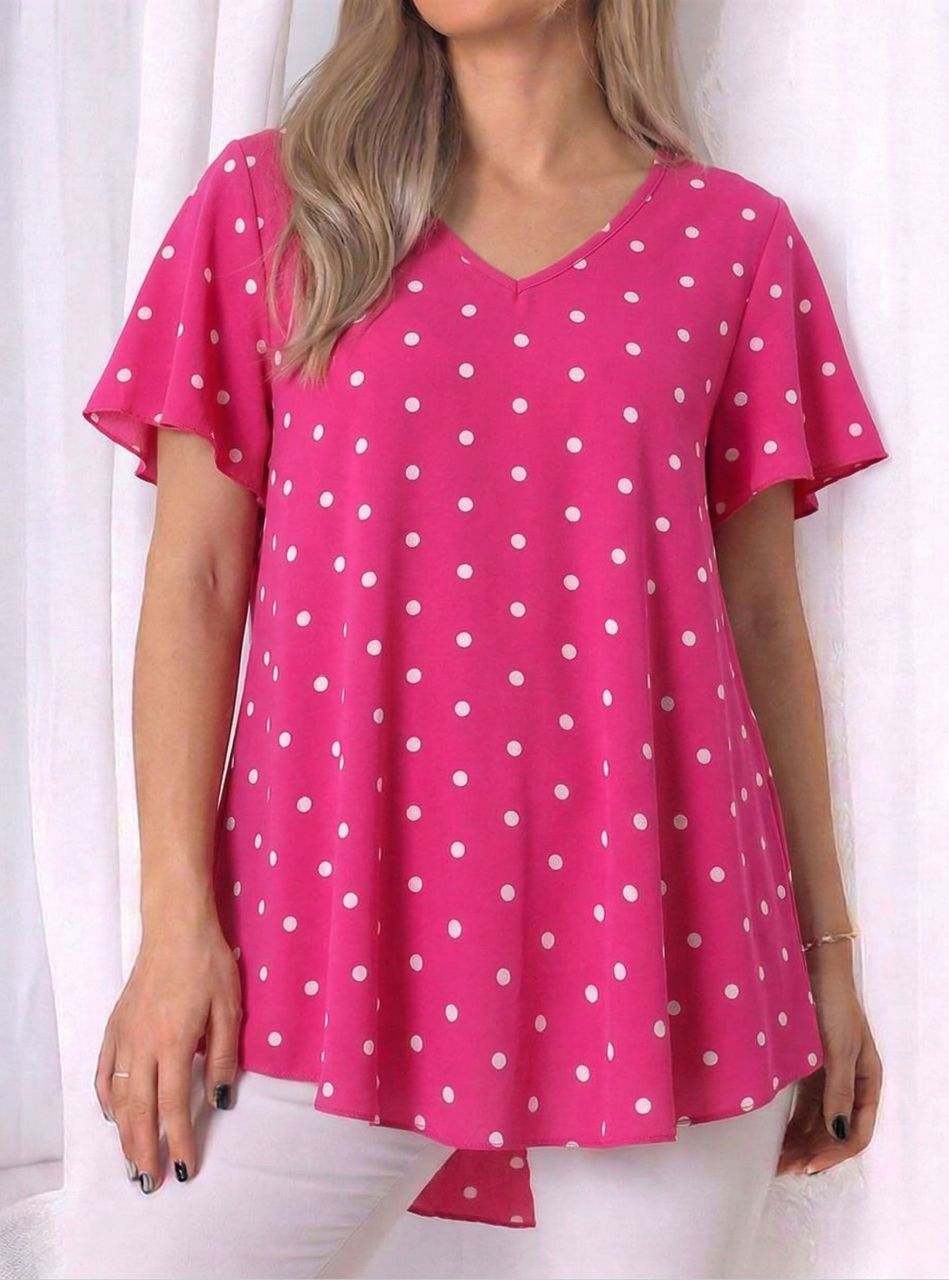 A vonalú, lenge pöttyös felső (pink)