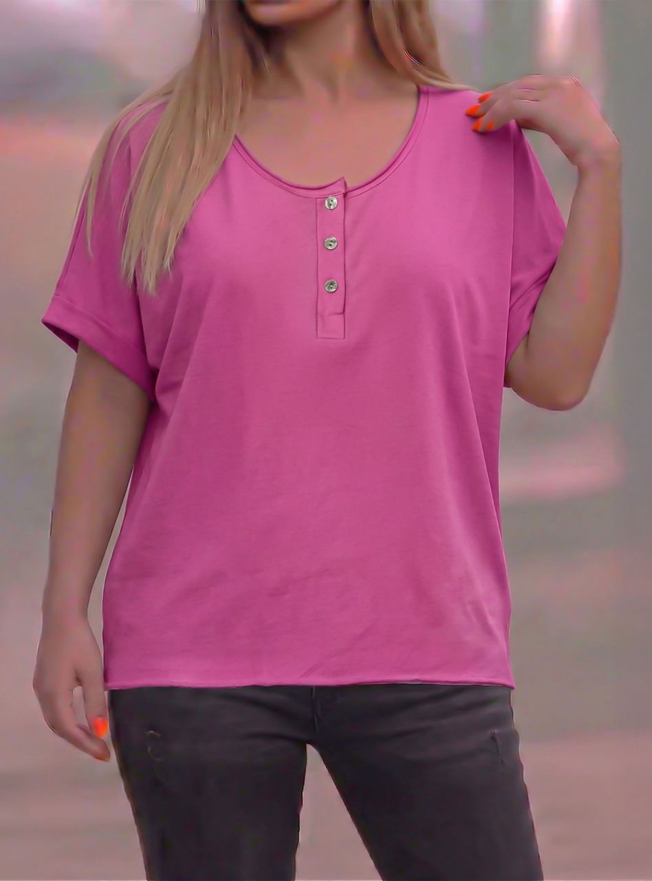 Kimberly, egyszínű gombos felső (rózsaszín)