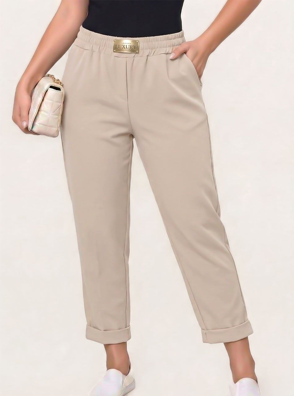 Luxury, gumis derekú zsebes nadrág III. (bézs)