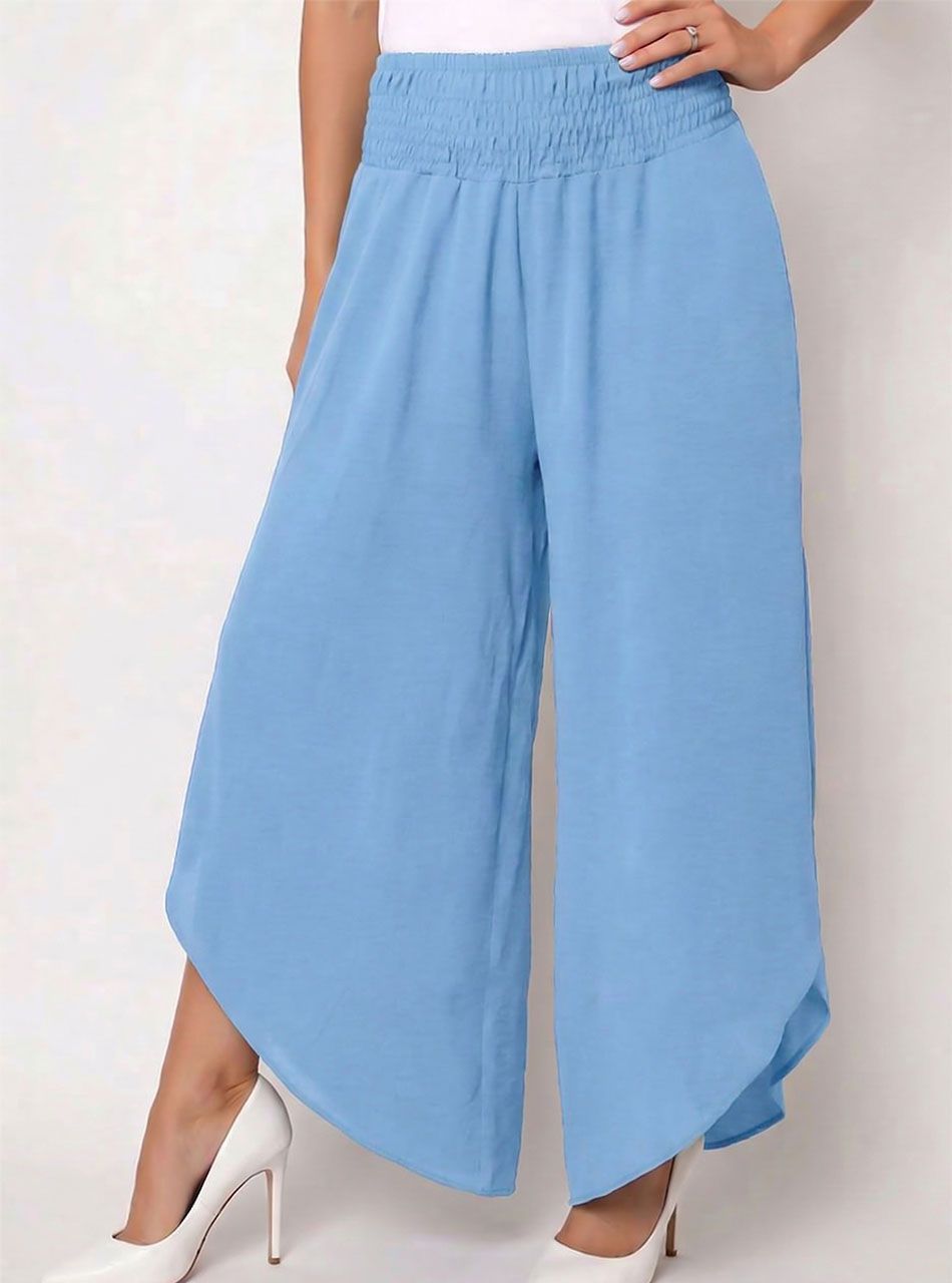 Gumírozott derekú, lenge nadrág (világoskék)