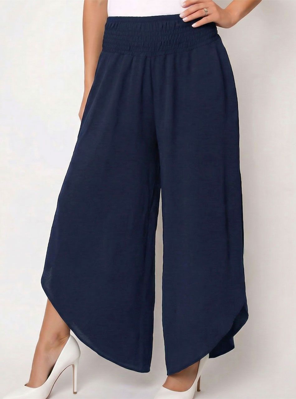 Gumírozott derekú, lenge nadrág (sötétkék)