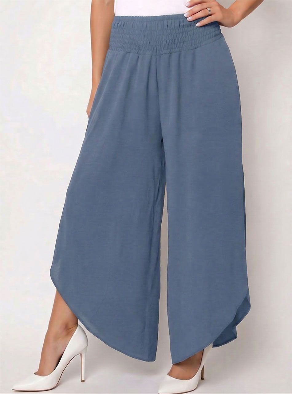 Gumírozott derekú, lenge nadrág (farmerkék)