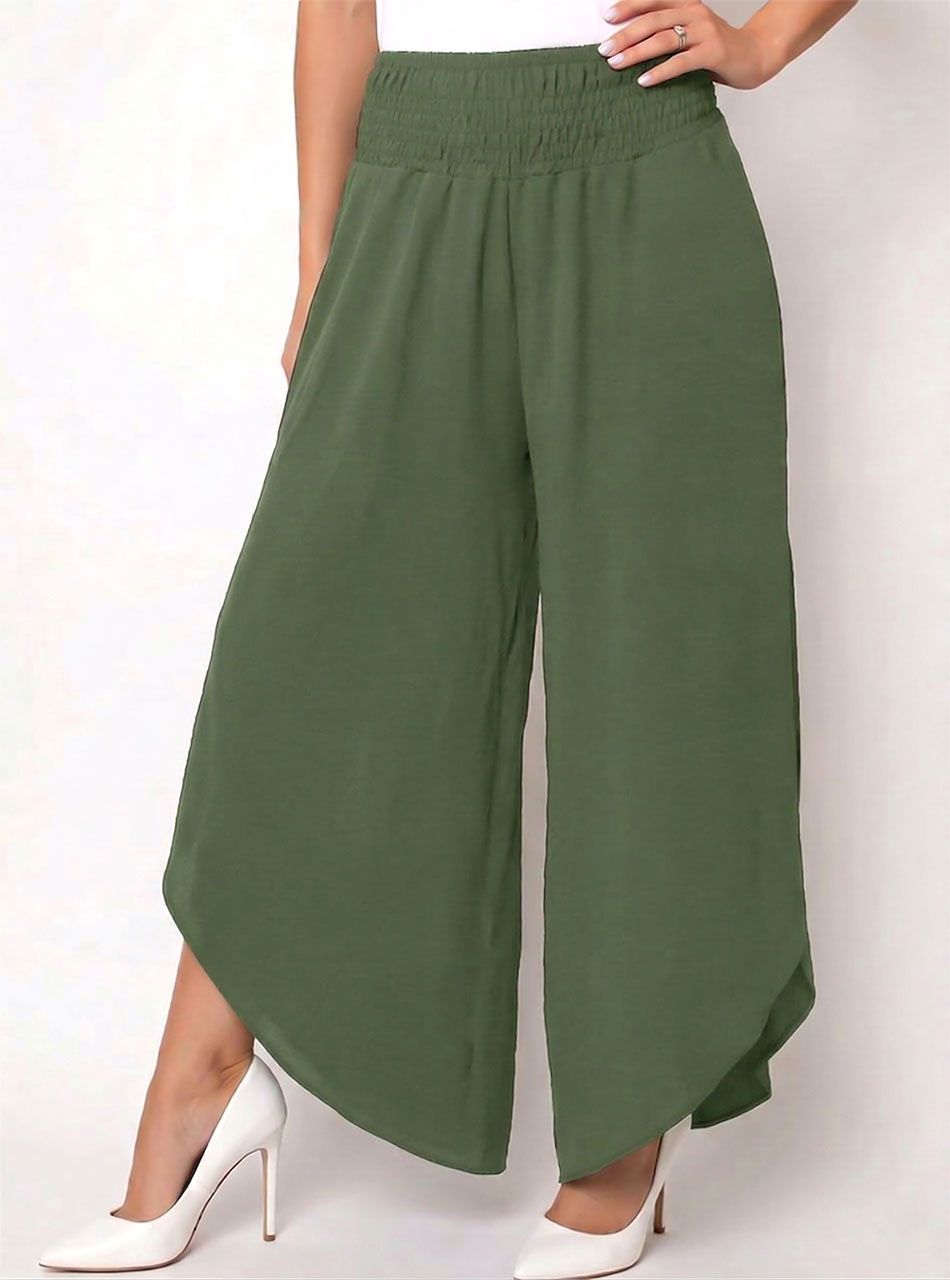 Gumírozott derekú, lenge nadrág (kheki)