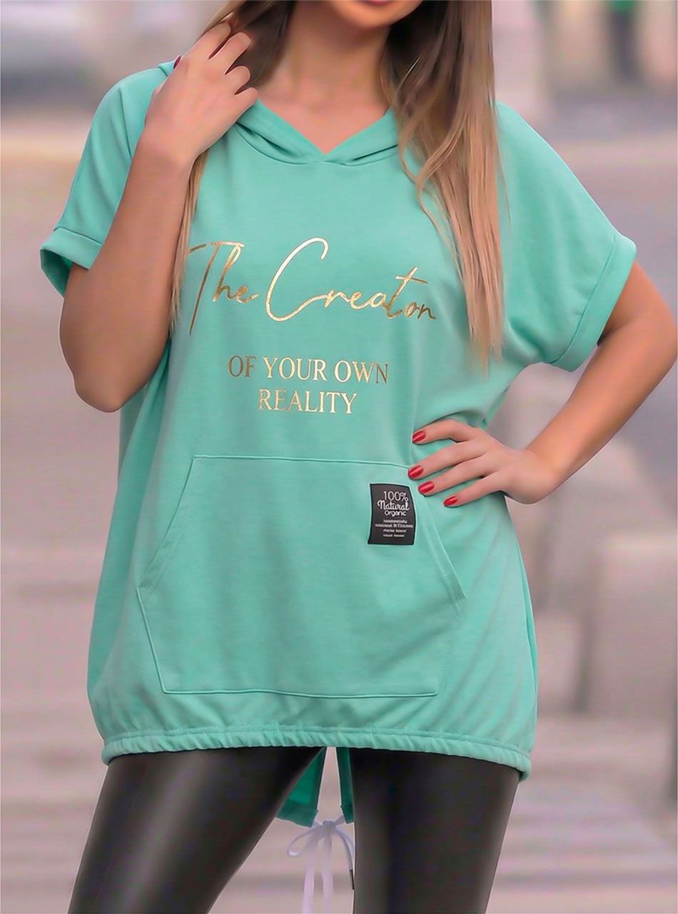 Kenguru zsebes, kapucnis felső (zöld)  