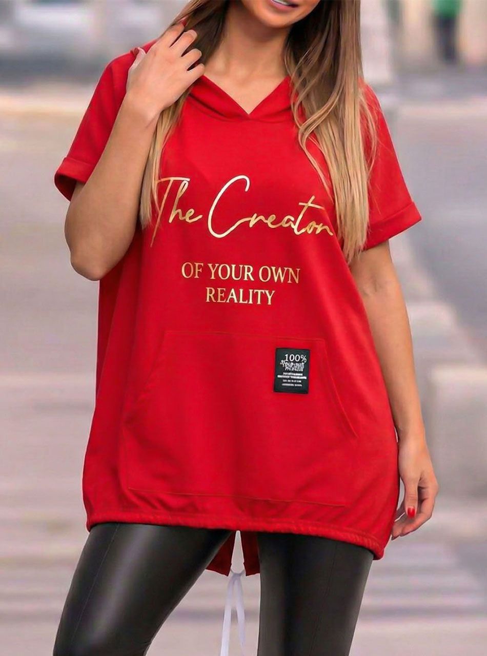 Kenguru zsebes, kapucnis felső (piros)