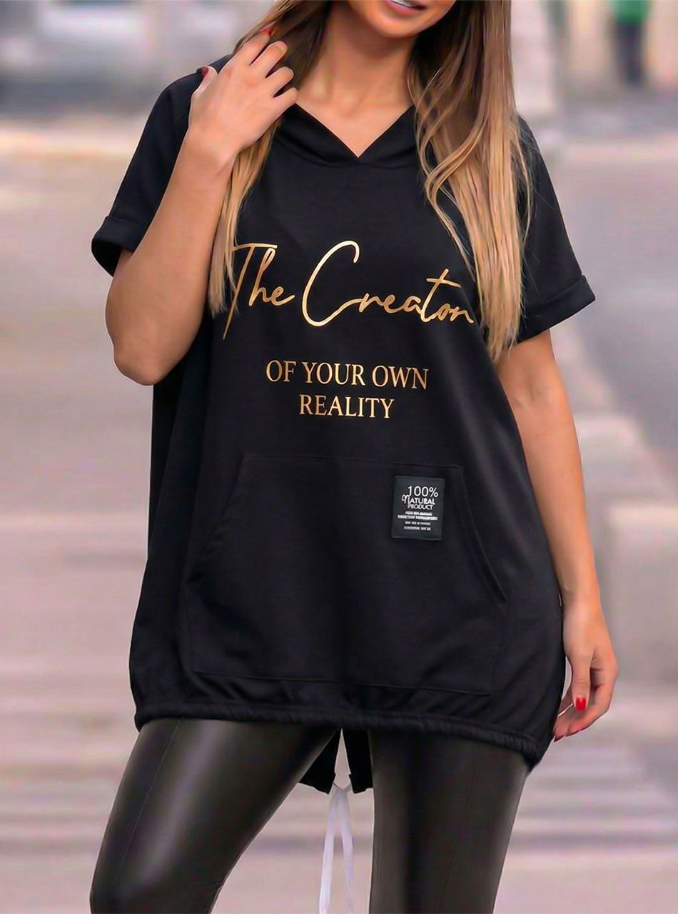 Kenguru zsebes, kapucnis felső (fekete)