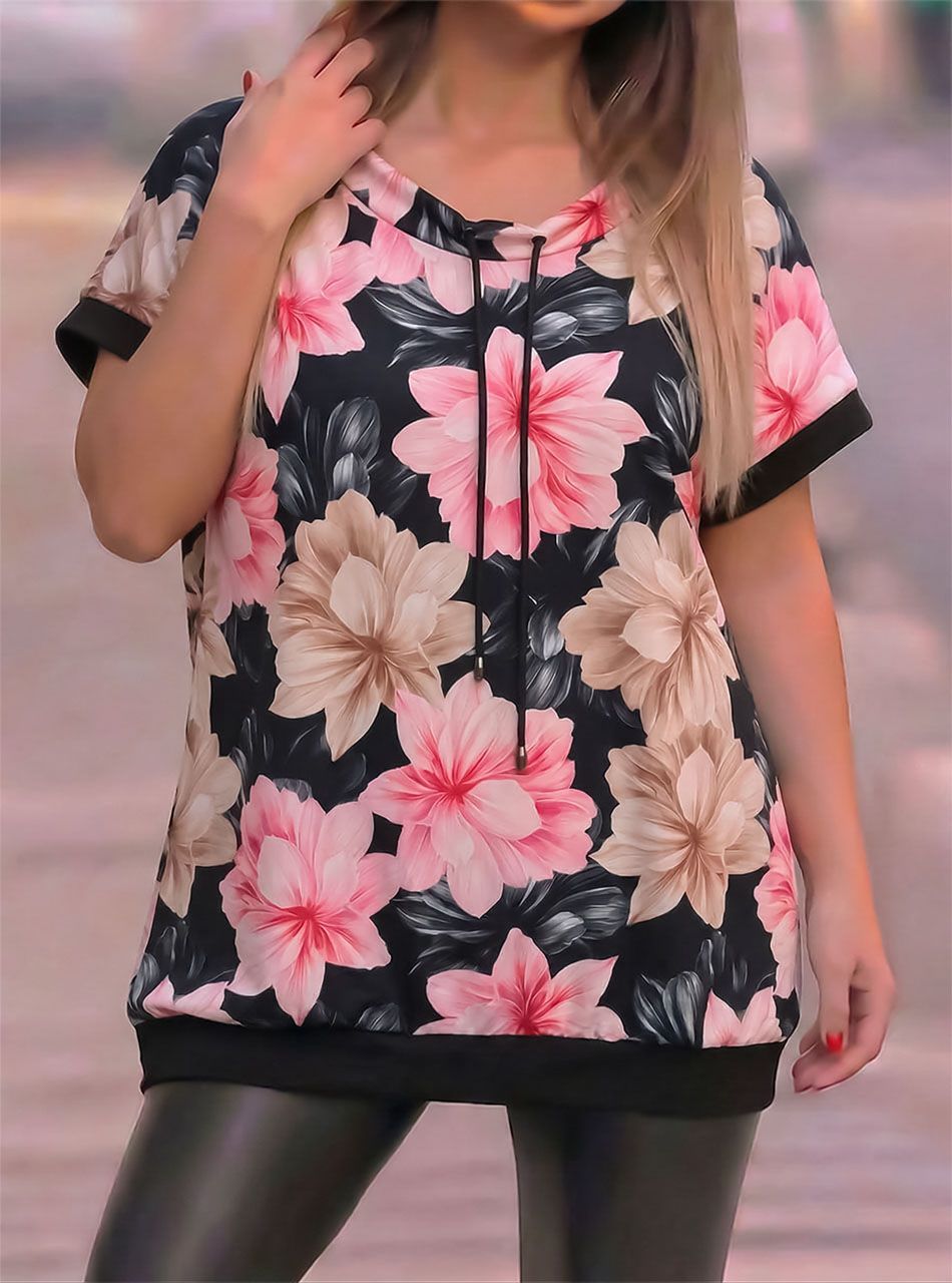 Nyaknál húzható, mintás felső V.