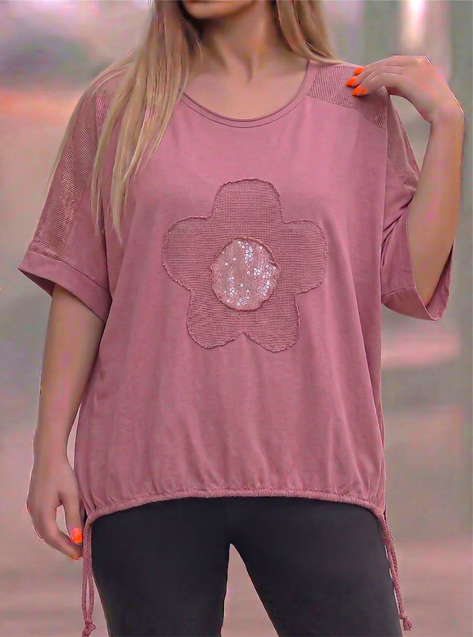 Hannah, virágdíszes laza felső (mályva)