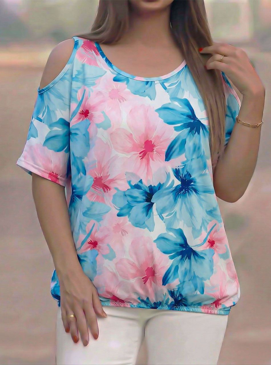 Nyitott vállú, gumis aljú mintás felső II.