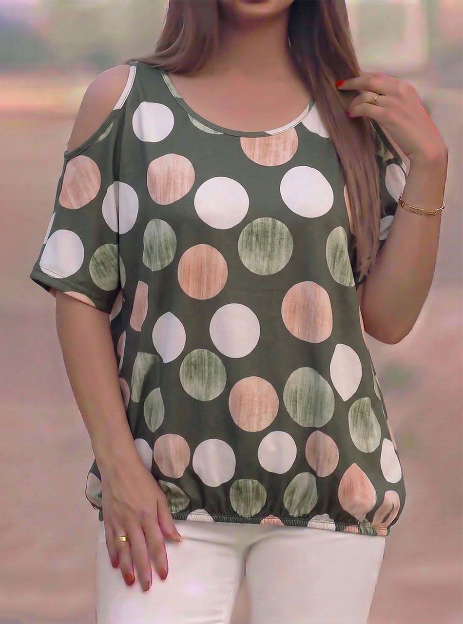 Nyitott vállú, gumis aljú mintás felső III.