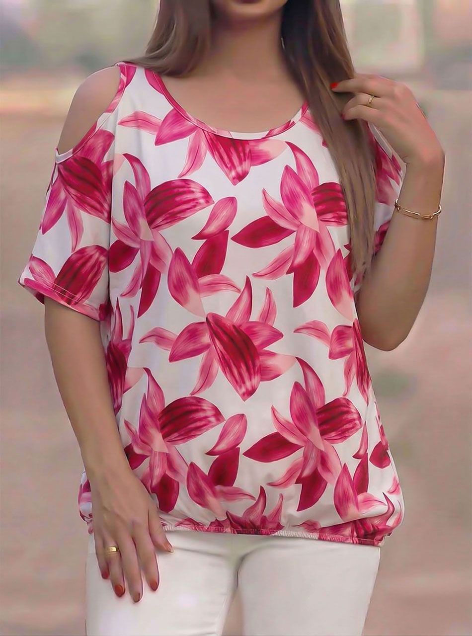 Nyitott vállú, gumis aljú mintás felső VI.