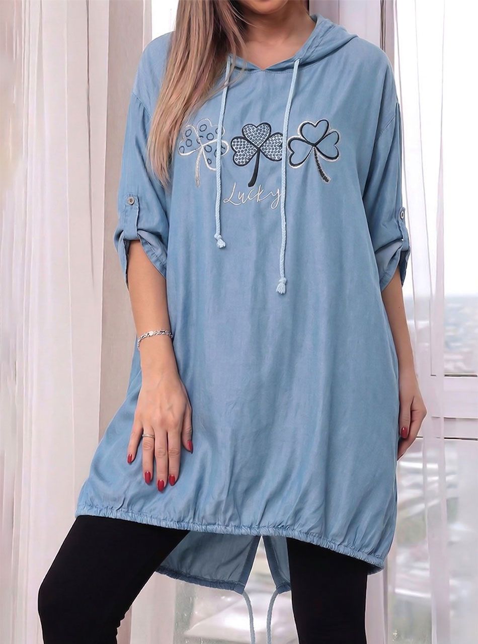 Farmer hatású, kapucnis tunika I.