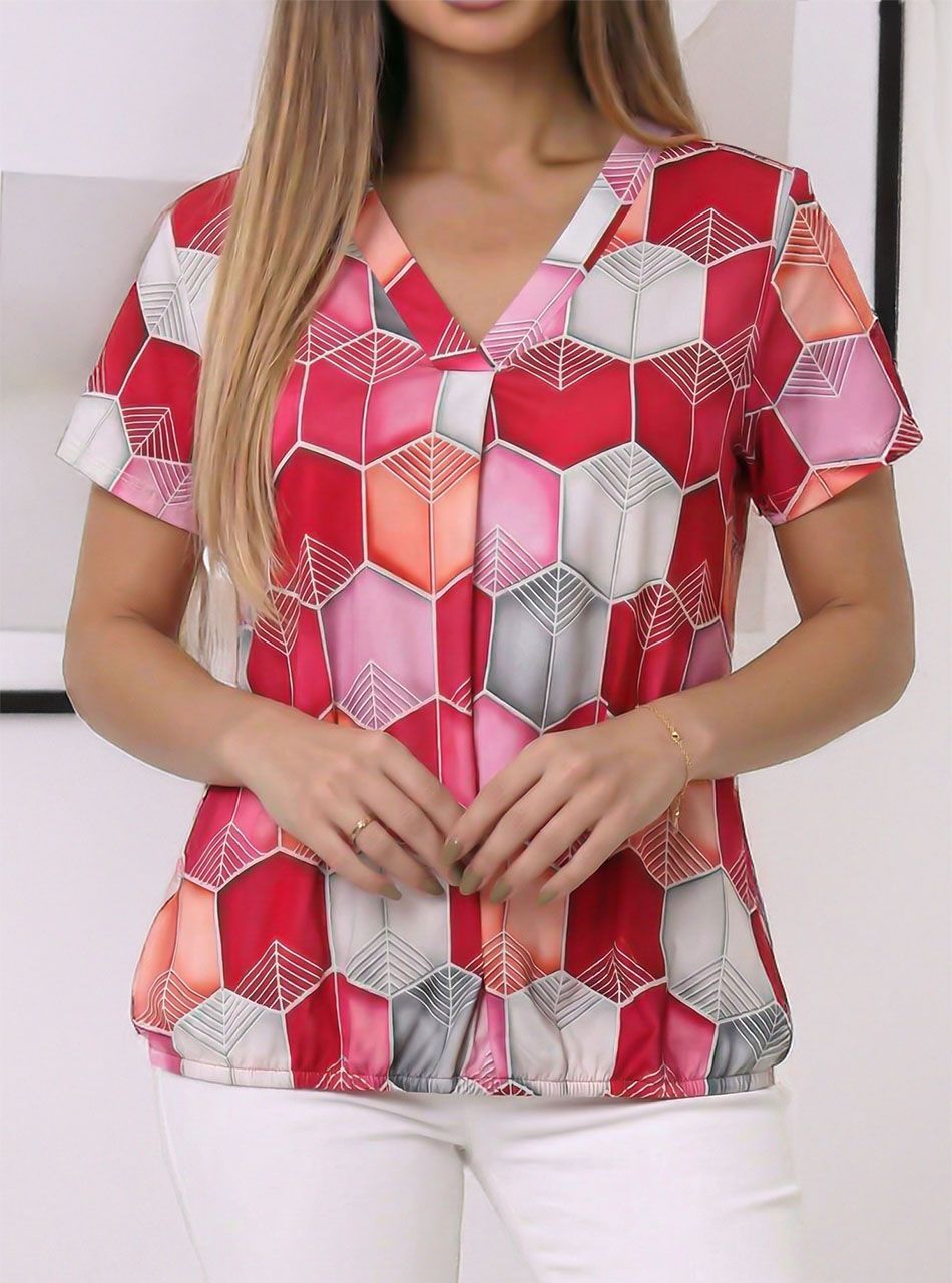 Alján gumírozott, V nyakú felső II.