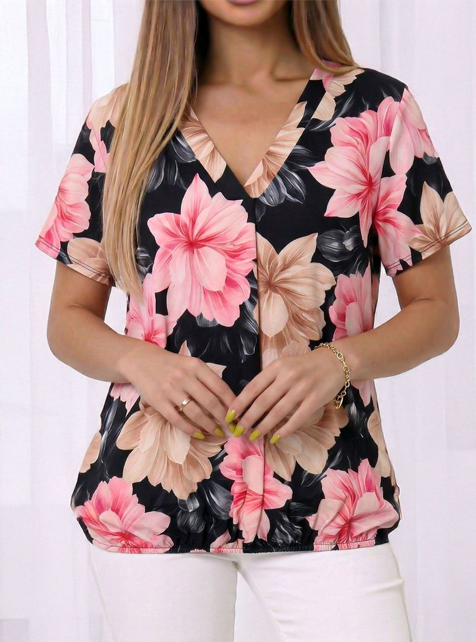 Alján gumírozott, V nyakú felső III.