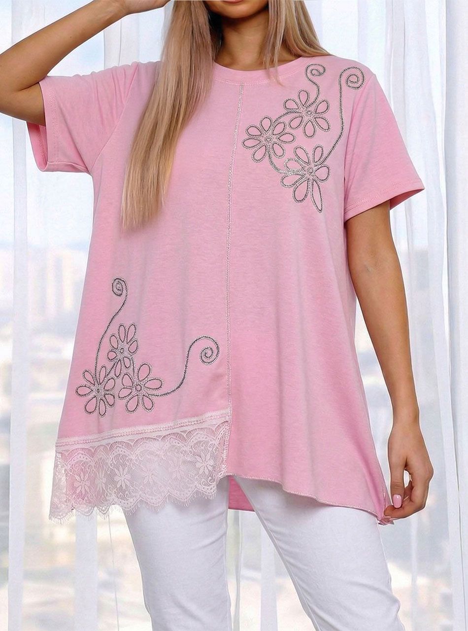 Csipkés aljú, A vonalú strasszos felső (rózsaszín)