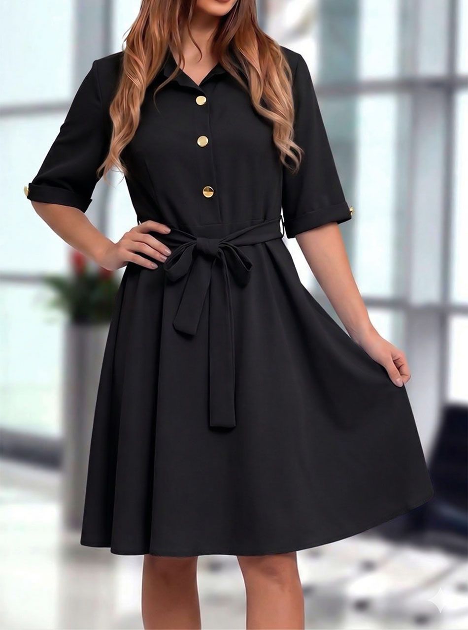 Grace, derekán kötős ruha (fekete)