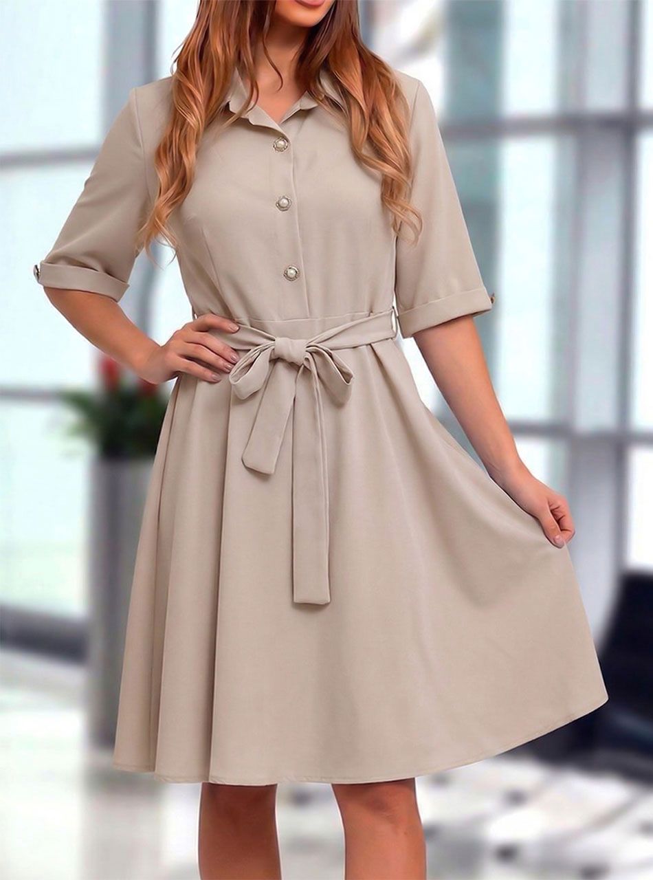 Grace, derekán kötős ruha (bézs)